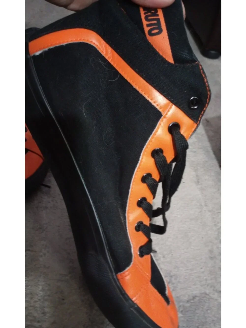 Naruto Shippuden High Top CANVAS  SHOES Men's size 10 Orange Black Lace Up